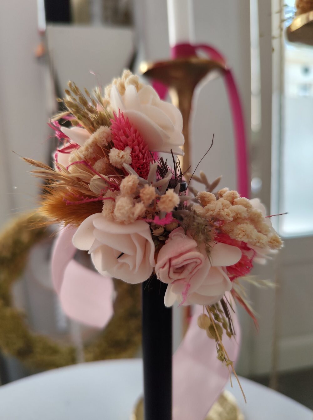 Blumenkränzchen für Taufkerzen